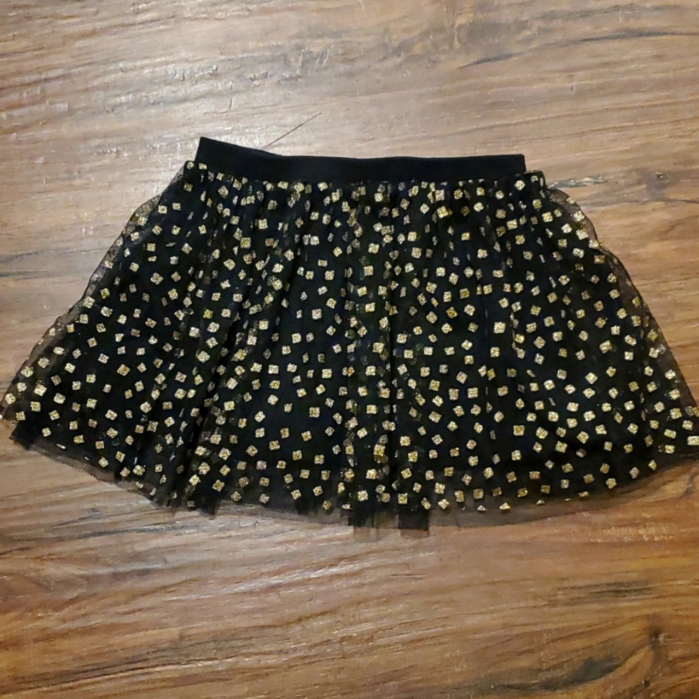Tule with gold glitter squares skirt